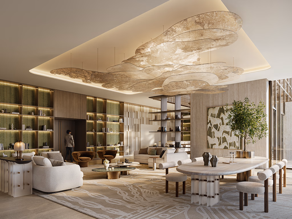 apartment living area view silva dubai creek harbour