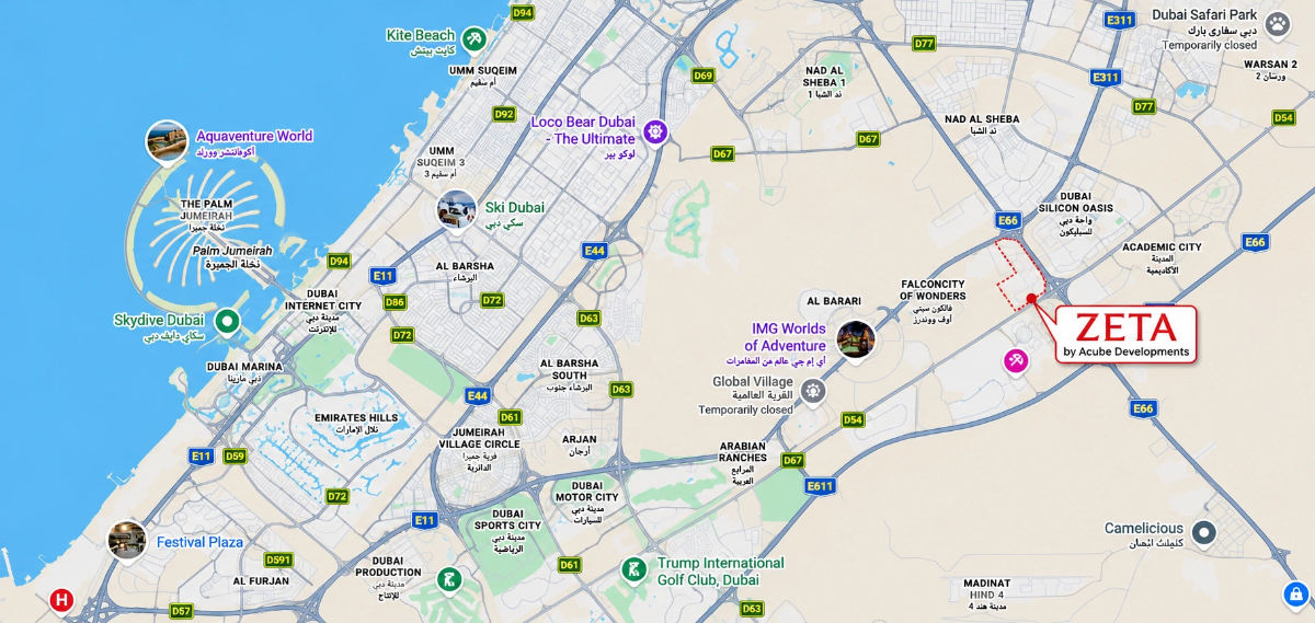 google_location_ZETA_BY_ACUBE_LOCATION Zeta 1 Bedroom Apartment in Liwan, Dubai