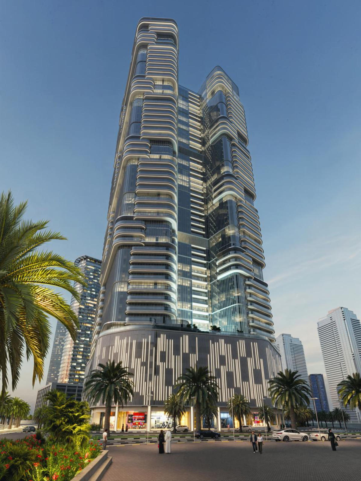 joud tower al mamzar building view from front side